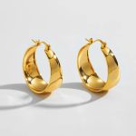 color: Pressed Curved Surface Earrings 25MM Gold MS-043