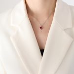 color: P435-Red Zircon Steel Color Necklace -40+5cm