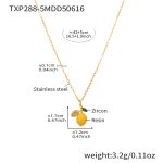 color: TXP288-5 Lemon Gold White Rhinestone Necklace 40+5cm