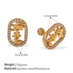 color: EH1024WEG White Rhinestone Gold Stud Earrings
