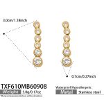 color: TXF610-White Zircon Gold Earrings