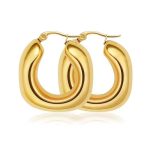 Fashionable Chic Earrings Delicate Indie Stainless Steel Hollow Earrings Crescent Ear Clip 18K Real Gold