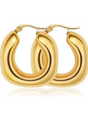 Fashionable Chic Earrings Delicate Indie Stainless Steel Hollow Earrings Crescent Ear Clip 18K Real Gold