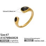 color: A167-Black Enamel Gold Open Ring / size: US 7