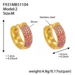 color: F931-2 Pink Color Zircon Earrings -Medium
