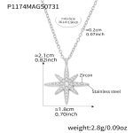 color: P1174-Steel Color Eight-pointed Star Necklace 41+5cm