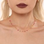 Dopamine Crystal Stone Stainless Steel Chain Clavicle Necklace Bracelet Sweet Set