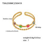 color: TXA250-Gold Evil Eye Ring Size 7