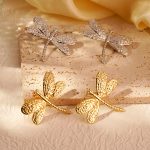 Vintage Stainless Steel Dragonfly Earrings Women Insect Stud Earrings Personalized Earrings
