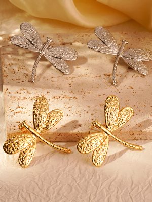 Vintage Stainless Steel Dragonfly Earrings Women Insect Stud Earrings Personalized Earrings