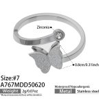 color: A767-Steel Color Butterfly Ring -Size 7