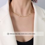 color: P1123-Gold Side Flattened Chain -40+5cm