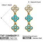 color: TXF130-Lake Blue Zircon Gold Earrings