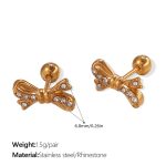 color: EH926WEG White Rhinestone Gold Stud Earrings