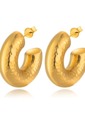 INS Vintage Stainless Steel Hollow Earrings Women's High-Grade Light Luxury 18K