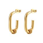color: Oval Welded Pin Earrings Gold MS-039