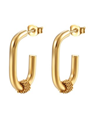 INS Stainless Steel Oval Earrings 18K Women's Geometric Earring Ornament Minimalist