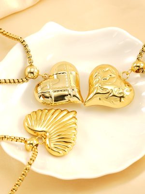 Stainless Steel Heart-Shaped Necklace Women's High-Grade Light Luxury Hollow Clavicle Chain Simple Necklace