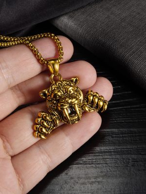 New Tiger Necklace Men's and Women's Zodiac Tiger Pendant Stainless Steel Fashion Brand Hip Hop Retro Sweater Sweater Chain