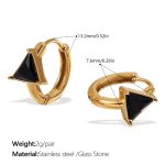 color: EH1065BKG Black Stone Gold Small Hoop Earrings