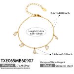 color: TXE065-White Zircon Gold Bracelet -17+5cm