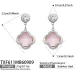 color: TXF611-Pink Glass Stone Steel Color Earrings