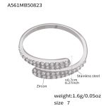 color: A561-Steel Color Geometric Zircon Ring / size: US 7