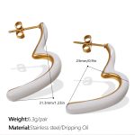 color: EH808WEG White Enamel Gold Earrings