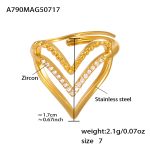 color: A790-Gold Cutout Heart Ring / size: US 7