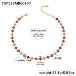 color: TXP533-Red Color Zircon Necklace 35.5+7cm