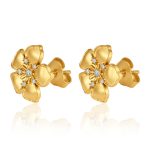 color: Five-petal Flower Stud Earrings 1 Gold