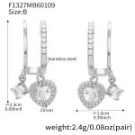 color: F1327-Steel Color Heart Earrings