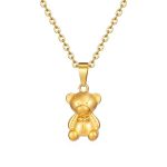 color: MS-190A Bear Pendant Necklace Gold