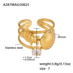 color: A287-Gold Shell Zircon Ring / size: One US 7