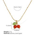 color: XL294 Red Agate Gold Necklace