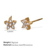 color: EH896WEG White Rhinestone Gold Stud Earrings
