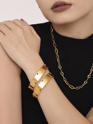 Color Handmade Inlaid Zircon Bracelet Stainless Steel Colorfast Bracelet