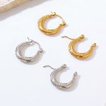 Premium 18K Stainless Steel Earrings Gold Simple Wild Earrings Mild Luxury Retro