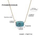 color: P594-Blue Turquoise Necklace 40+5cm