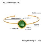 color: TXZ274-Gold Imported Czech Green Glass Bangle