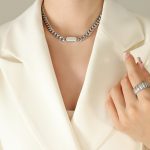 color: P852-Steel Color Necklace -40+5CM