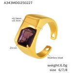color: A343-Gold Purple Zircon Ring / size: US 6