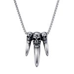 Skull Finger Pearl Chain Necklace Stainless Steel Retro Pendant Ornaments