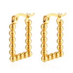 color: Gold Rectangle Welded Bead Earrings MS-463