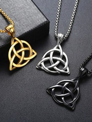 Simple Stainless Steel Bracelet Casting Irish Celtic Knot Pendant Necklace