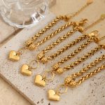Personalized Geometric Chain Woven Winding Design Love Pendant Stainless Steel Romantic Elegant Bracelet