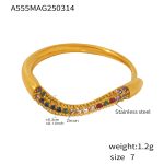 color: A555-Gold Mixed Colors Zircon Ring / size: US 7