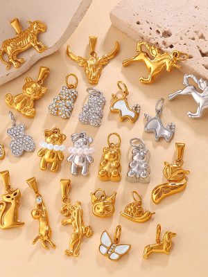 Animal Pendant Bear Unicorn Cute Elements Diamond-Studded Design Personality DIY Pendant Accessories