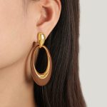 color: F412-Gold Brown Colored Glaze Earrings