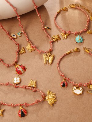 Exquisite, Small and Smart Jewelry Set for Daily Wear Red Rope Braid Pendant Accessories